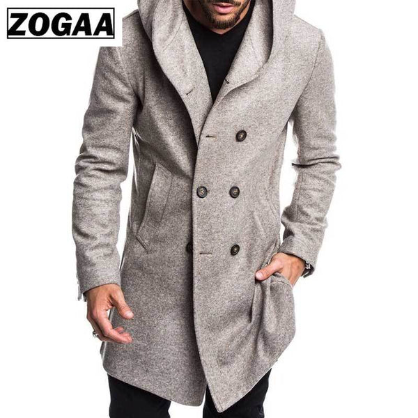 ZOGAA 2019 Mens Trench Coat Jacket Autumn Mens Overcoats Casual Solid Color Woolen Trench Coat for Men Clothing long coat men