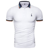 Dropshipping 2019 New Summer Cotton Polo Men Solid Deer Embroidery Short Sleeve Polo Shirt Men Fashion Polo Giraffe Mens Shirts