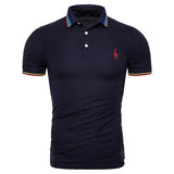 Dropshipping 2019 New Summer Cotton Polo Men Solid Deer Embroidery Short Sleeve Polo Shirt Men Fashion Polo Giraffe Mens Shirts