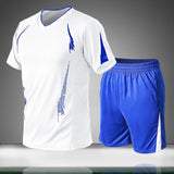 2019 New Casual Men Sets Summer Solid Sports Suit Two Piece T Shirts+Shorts Men's Sportswear Jogger Slim Fit Tracksuit Quick Dry