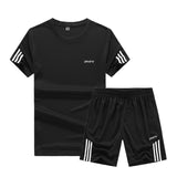 2019 New Casual Men Sets Summer Solid Sports Suit Two Piece T Shirts+Shorts Men's Sportswear Jogger Slim Fit Tracksuit Quick Dry