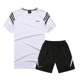 2019 New Casual Men Sets Summer Solid Sports Suit Two Piece T Shirts+Shorts Men's Sportswear Jogger Slim Fit Tracksuit Quick Dry
