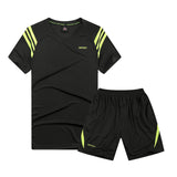 2019 New Casual Men Sets Summer Solid Sports Suit Two Piece T Shirts+Shorts Men's Sportswear Jogger Slim Fit Tracksuit Quick Dry