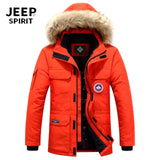 JEEP SPIRIT Winter Jacket Men Down Parkas Coat White Duck Down Parka Hombre Thick Warm Fur Hooded Windbreaker Men Snow Coat 6XL