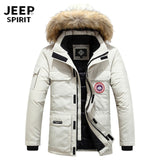 JEEP SPIRIT Winter Jacket Men Down Parkas Coat White Duck Down Parka Hombre Thick Warm Fur Hooded Windbreaker Men Snow Coat 6XL