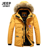 JEEP SPIRIT Winter Jacket Men Down Parkas Coat White Duck Down Parka Hombre Thick Warm Fur Hooded Windbreaker Men Snow Coat 6XL