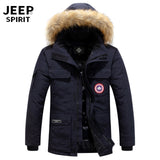 JEEP SPIRIT Winter Jacket Men Down Parkas Coat White Duck Down Parka Hombre Thick Warm Fur Hooded Windbreaker Men Snow Coat 6XL
