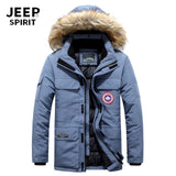 JEEP SPIRIT Winter Jacket Men Down Parkas Coat White Duck Down Parka Hombre Thick Warm Fur Hooded Windbreaker Men Snow Coat 6XL