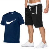 2019 Summer Fashion Men Two Pieces Sets T Shirts+Shorts Suit Men Tops Tees Fashion Tshirt High Quality Men Clothing