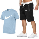 2019 Summer Fashion Men Two Pieces Sets T Shirts+Shorts Suit Men Tops Tees Fashion Tshirt High Quality Men Clothing