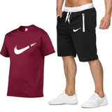 2019 Summer Fashion Men Two Pieces Sets T Shirts+Shorts Suit Men Tops Tees Fashion Tshirt High Quality Men Clothing