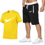 2019 Summer Fashion Men Two Pieces Sets T Shirts+Shorts Suit Men Tops Tees Fashion Tshirt High Quality Men Clothing