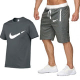 2019 Summer Fashion Men Two Pieces Sets T Shirts+Shorts Suit Men Tops Tees Fashion Tshirt High Quality Men Clothing