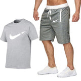 2019 Summer Fashion Men Two Pieces Sets T Shirts+Shorts Suit Men Tops Tees Fashion Tshirt High Quality Men Clothing