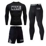 Marvel logo Men Sport Thermal Underwear Sports Compression Underwear Gym Training Tights Quick-Drying Wicking Clothing