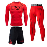 Marvel logo Men Sport Thermal Underwear Sports Compression Underwear Gym Training Tights Quick-Drying Wicking Clothing