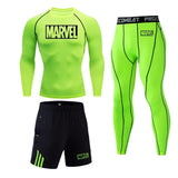 Marvel logo Men Sport Thermal Underwear Sports Compression Underwear Gym Training Tights Quick-Drying Wicking Clothing