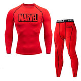 Marvel logo Men Sport Thermal Underwear Sports Compression Underwear Gym Training Tights Quick-Drying Wicking Clothing