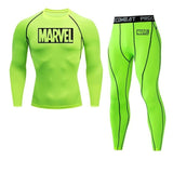 Marvel logo Men Sport Thermal Underwear Sports Compression Underwear Gym Training Tights Quick-Drying Wicking Clothing