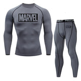 Marvel logo Men Sport Thermal Underwear Sports Compression Underwear Gym Training Tights Quick-Drying Wicking Clothing