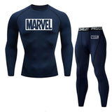 Marvel logo Men Sport Thermal Underwear Sports Compression Underwear Gym Training Tights Quick-Drying Wicking Clothing
