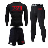 Marvel logo Men Sport Thermal Underwear Sports Compression Underwear Gym Training Tights Quick-Drying Wicking Clothing