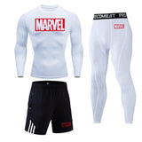 Marvel logo Men Sport Thermal Underwear Sports Compression Underwear Gym Training Tights Quick-Drying Wicking Clothing