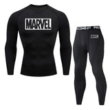Marvel logo Men Sport Thermal Underwear Sports Compression Underwear Gym Training Tights Quick-Drying Wicking Clothing