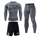 Marvel logo Men Sport Thermal Underwear Sports Compression Underwear Gym Training Tights Quick-Drying Wicking Clothing