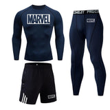 Marvel logo Men Sport Thermal Underwear Sports Compression Underwear Gym Training Tights Quick-Drying Wicking Clothing