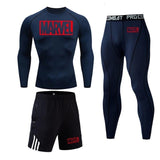 Marvel logo Men Sport Thermal Underwear Sports Compression Underwear Gym Training Tights Quick-Drying Wicking Clothing