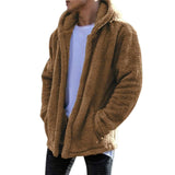 Winter Warm Men Winter Thick Hoodies Tops Fluffy Fleece Fur Jacket Hooded Coat Outerwear Long Sleeve Cardigans