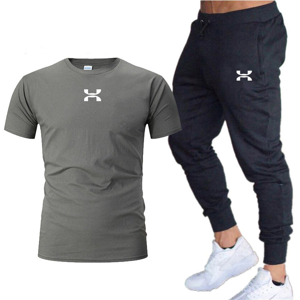 2019 new T Shirt+Pants Sets Men Letter Printed Summer Suits Casual Tshirt Men Tracksuits Brand Clothing Tops Tees Set Male 2XL