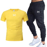 2019 new T Shirt+Pants Sets Men Letter Printed Summer Suits Casual Tshirt Men Tracksuits Brand Clothing Tops Tees Set Male 2XL