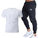 2019 new T Shirt+Pants Sets Men Letter Printed Summer Suits Casual Tshirt Men Tracksuits Brand Clothing Tops Tees Set Male 2XL