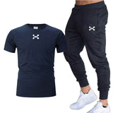 2019 new T Shirt+Pants Sets Men Letter Printed Summer Suits Casual Tshirt Men Tracksuits Brand Clothing Tops Tees Set Male 2XL