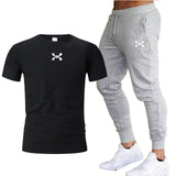 2019 new T Shirt+Pants Sets Men Letter Printed Summer Suits Casual Tshirt Men Tracksuits Brand Clothing Tops Tees Set Male 2XL