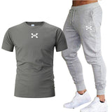 2019 new T Shirt+Pants Sets Men Letter Printed Summer Suits Casual Tshirt Men Tracksuits Brand Clothing Tops Tees Set Male 2XL