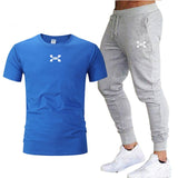2019 new T Shirt+Pants Sets Men Letter Printed Summer Suits Casual Tshirt Men Tracksuits Brand Clothing Tops Tees Set Male 2XL
