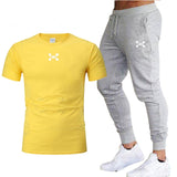 2019 new T Shirt+Pants Sets Men Letter Printed Summer Suits Casual Tshirt Men Tracksuits Brand Clothing Tops Tees Set Male 2XL
