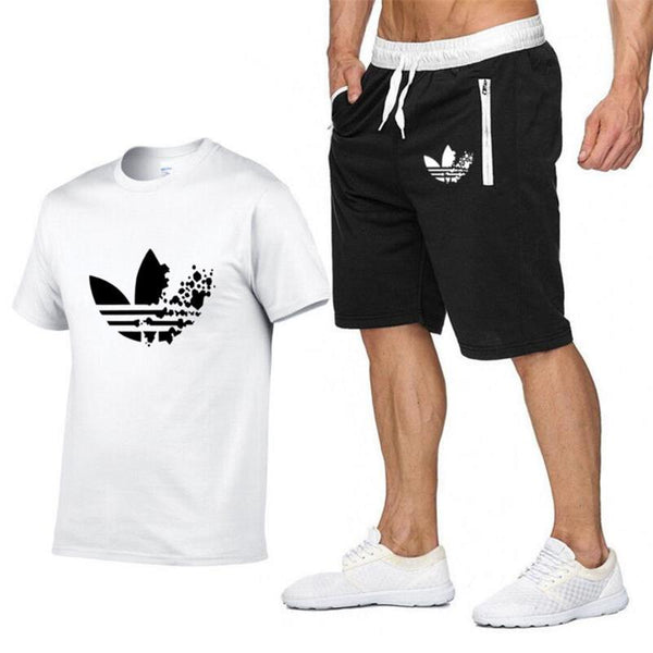 2019 Fashion New Men's Tracksuit Two Piece Shorts+T-shirts Summer Sweatshirts Suit Male chandal hombre jogging Suit