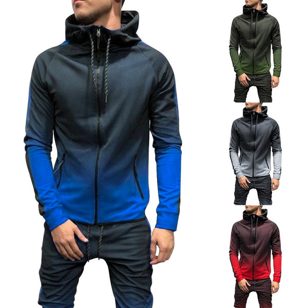 2019 Autumn Casual Men Tracksuit Sets Fashion 3DGradient Sweatsuit Hoodies Sweatshirt Sweatpants Slim Joggers Gym Pants Suit Man