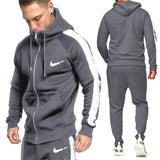 winter sportswear men's suit thickening hooded shirt +pants suit zipper sweatshirt sportswear suit men's warm hooded sportswear
