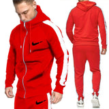 winter sportswear men's suit thickening hooded shirt +pants suit zipper sweatshirt sportswear suit men's warm hooded sportswear
