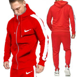 winter sportswear men's suit thickening hooded shirt +pants suit zipper sweatshirt sportswear suit men's warm hooded sportswear