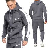 winter sportswear men's suit thickening hooded shirt +pants suit zipper sweatshirt sportswear suit men's warm hooded sportswear