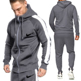 winter sportswear men's suit thickening hooded shirt +pants suit zipper sweatshirt sportswear suit men's warm hooded sportswear