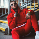 Neon Male Solid 2 Pieces Sets Tracksuit Men Brand Couple Wear Casual Autumn Winter Hooded Sweatshirt + Drawstring Jogging Pants