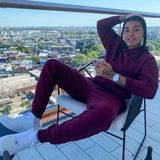 Neon Male Solid 2 Pieces Sets Tracksuit Men Brand Couple Wear Casual Autumn Winter Hooded Sweatshirt + Drawstring Jogging Pants