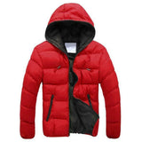 Men down coat basic Winter Warm coat Hooded Long Sleeve Zipper Pocket Coat Casual male Jacket Black+Orange